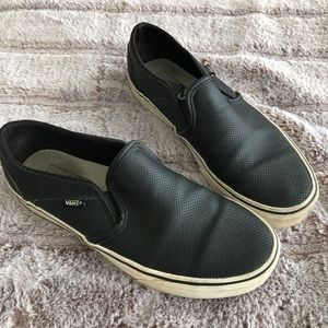 Womens black leather slip on size 9